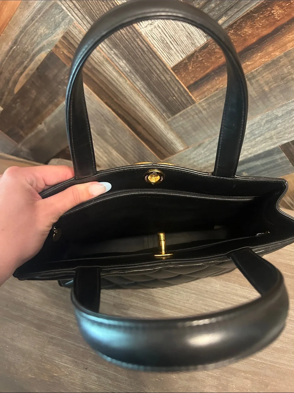 Vintage Chanel Lambskin Leather Turnlock Tote🎁